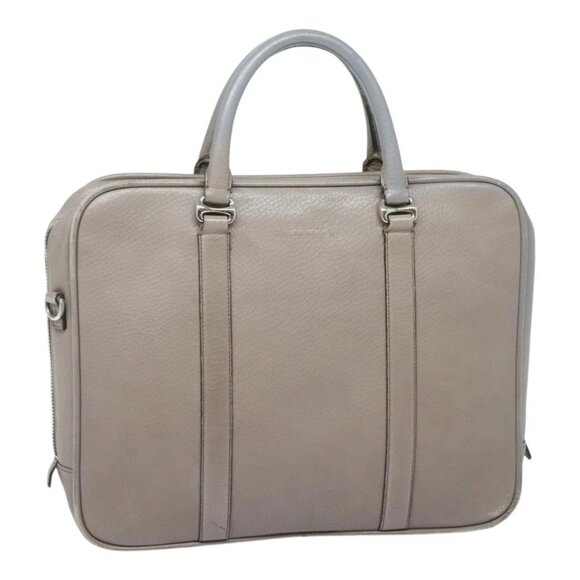 BALLY Hand Bag Leather Gray Silver Auth bs18244 - Picture 1 of 15